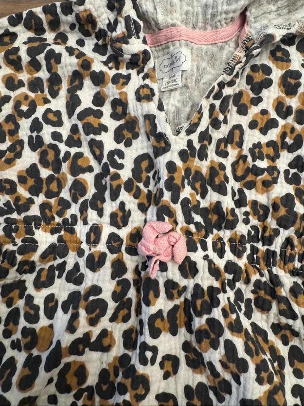 Mud Pie Leopard Print Hooded Cover-Up Dress | 12-18M
